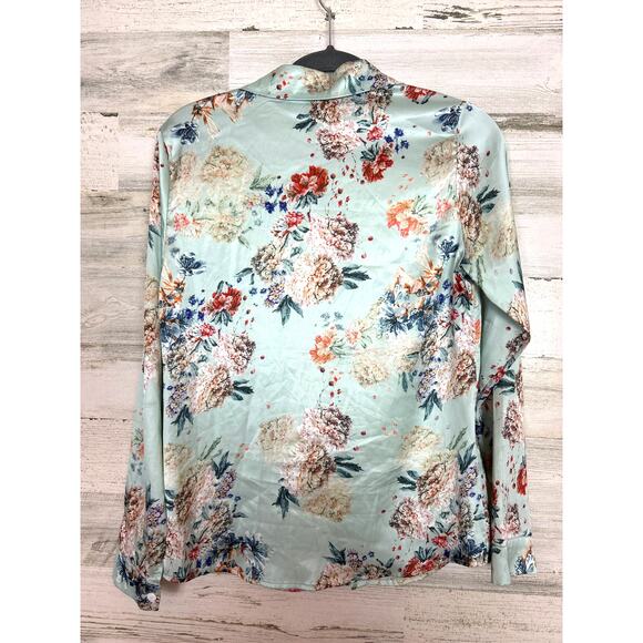 LAI MENG FIVE CATS Women's M Floral Print Long Sleeves Button Down Casual Blouse - Picture 3 of 7